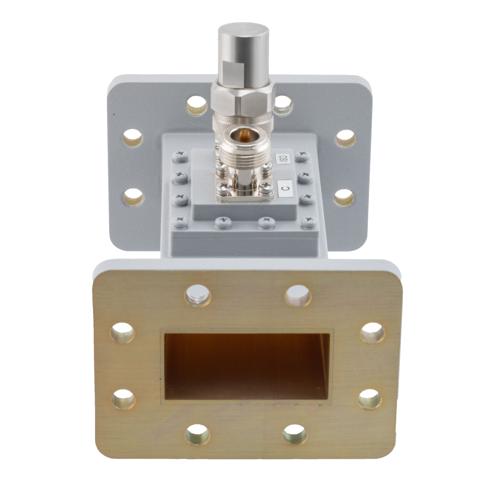 50 dB WR-187 Waveguide Loop Coupler, CPR187F Flange, N Female Coupled Port, 3.94 GHz to 5.99 GHz in Aluminum Fairview Microwave FMWCP1103N-50