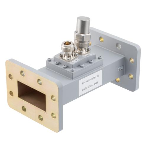 50 dB WR-187 Waveguide Loop Coupler, CPR187F Flange, N Female Coupled Port, 3.94 GHz to 5.99 GHz in Aluminum Fairview Microwave FMWCP1103N-50