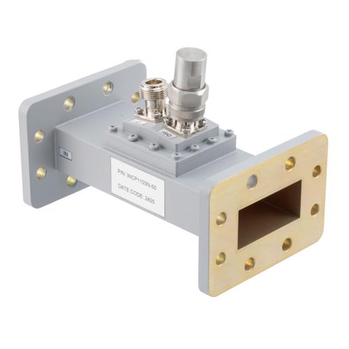 50 dB WR-187 Waveguide Loop Coupler, CPR187F Flange, N Female Coupled Port, 3.94 GHz to 5.99 GHz in Aluminum Fairview Microwave FMWCP1103N-50