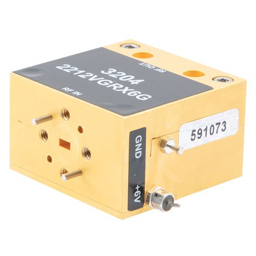 WR-15 Waveguide Low Noise Figure Amplifier at 5.5 dB from 50 GHz to 75 GHz Frequency in V band with 31 dB Gain, Using UG-385/U Flanges Fairview Microwave FMWGA3204