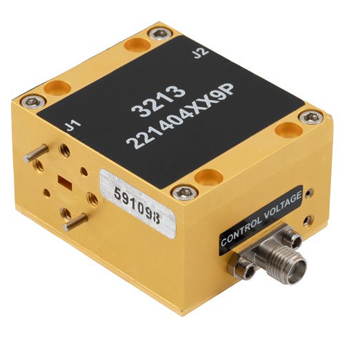 WR-15 Waveguide Volage Variable Attenuator, V Band, 50 GHz to 75 GHz, 0 dB to 30 dB Attenuation, 2.5 dB Loss, UG-385/U Flange Fairview Microwave FMWGA3213