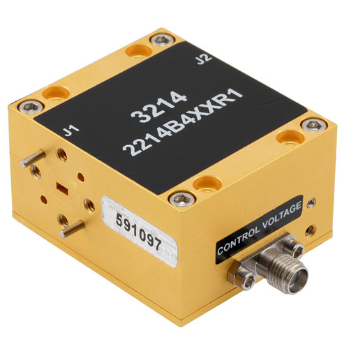 WR-12 Waveguide Voltage Variable Attenuator, E Band, 60 GHz to 90 GHz, 0 dB to 30 dB Attenuation, 4.3 dB Loss, UG-387/U Flange Fairview Microwave FMWGA3214