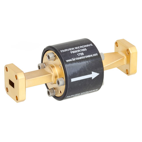 WR-28 Waveguide Isolator with 25 dB min Isolation from 26.5 GHz to 40 GHz using Square Cover UG-599/U Flange Fairview Microwave FMWIR1005