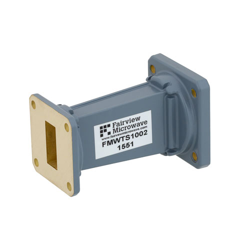 Waveguide Transition With WR-112 UG-51/U Square Cover Flange to WR-90 UG-39/U Square Cover Flange in 3 Inch Length Fairview Microwave FMWTS1002