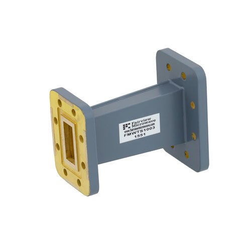 Waveguide Transition With WR-112 CPR-112G Grooved Flange to WR-90 CPR-90G Grooved Flange in 3 Inch Length Fairview Microwave FMWTS1003