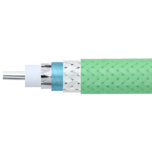 LL160 Low Loss Flexible Coax Cable Green FEP Jacket Fairview Microwave LL160-BULK