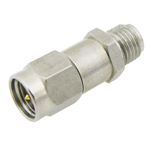 1 dB Fixed Attenuator SMA Male (Plug) to SMA Female (Jack) Up to 26 GHz Rated to 2 Watts, Passivated Stainless Steel Body, 1.4 VSWR Fairview Microwave SA26B-01