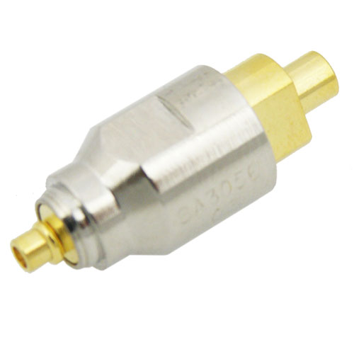 3 dB Fixed Attenuator MMCX Plug to MMCX Jack Up to 6 GHz Rated to 2 Watts, Brass Nickel Body, 1.2 VSWR Fairview Microwave SA3056-03