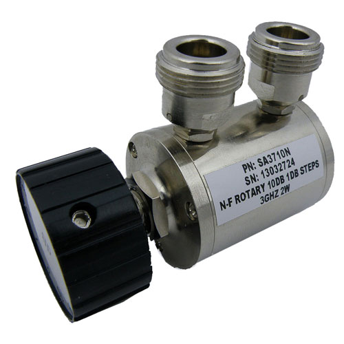 0.5 to 10 dB Step Attenuator With a 1 dB Step N Female Connectors Rated Up To 3 GHz and Up to 2 Watts in a Dial Design Fairview Microwave SA3710N