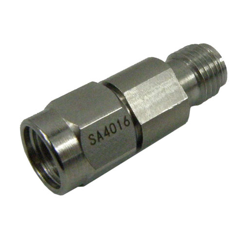 7 dB Fixed Attenuator 2.92mm Male (Plug) to 2.92mm Female (Jack) Up to 40 GHz Rated to 2 Watts, Passivated Stainless Steel Body, 1.4 VSWR Fairview Microwave SA4016-07