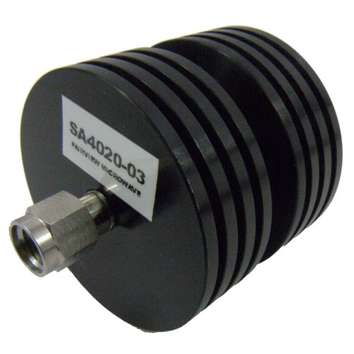 3 dB Fixed Attenuator 2.92mm Male (Plug) to 2.92mm Female (Jack) Up to 40 GHz Rated to 10 Watts, Heatsink Body, 1.4 VSWR Fairview Microwave SA4020-03