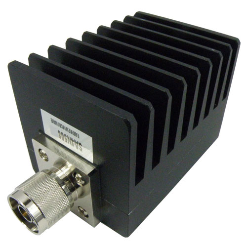 40 dB Fixed Attenuator N Male (Plug) to N Female (Jack) Up to 4 GHz Rated to 50 Watts, Heatsink Body, 1.35 VSWR Fairview Microwave SA4N508-40