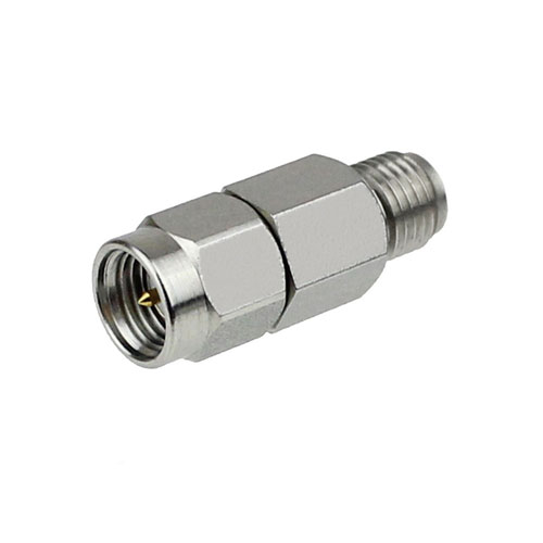 4 dB Fixed Attenuator SMA Male (Plug) to SMA Female (Jack) Up to 6 GHz Rated to 2 Watts, Passivated Stainless Steel Body, 1.3 VSWR Fairview Microwave SA6-04