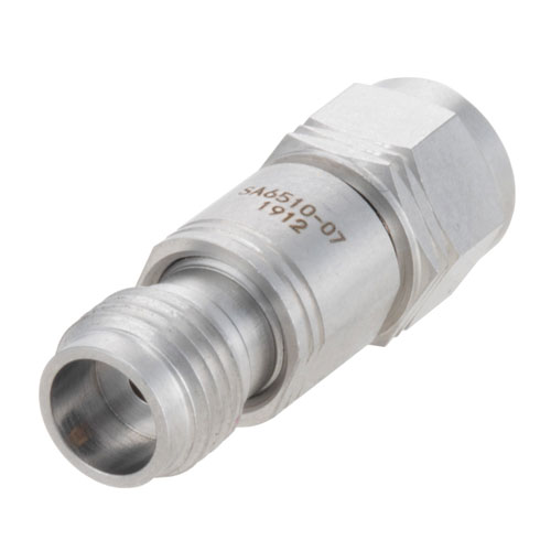 7 dB Fixed Attenuator 1.85mm Male (Plug) to 1.85mm Female (Jack) Up to 65 GHz Rated to 1 Watt, Passivated Stainless Steel Body, 1.65 VSWR Fairview Microwave SA6510-07