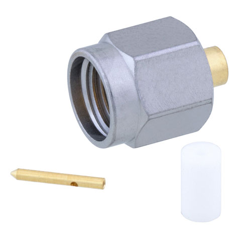 SMA Male (Plug) Connector For .086 SR, RG405, RG405 Tinned Cable, Solder, Passivated Stainless Steel Body, Length 0.335 In Fairview Microwave SC3020