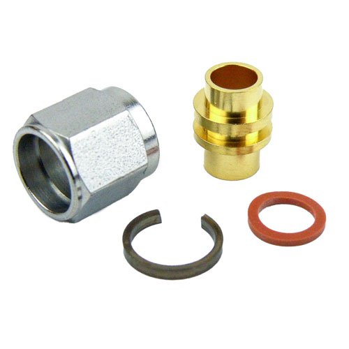 SMA Male (Plug) Connector for .141 SR, RG402, RG402 Tinned Cable, Solder,  Passivated Stainless Steel Body, Length 0.33 In