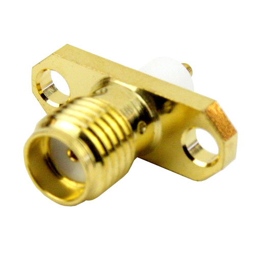 SMA Female (Jack) Connector Stub Terminal 2 Hole Flange (Panel Mount), Solder, Gold Plated Brass Body, Length 0.61 In Fairview Microwave SC3780