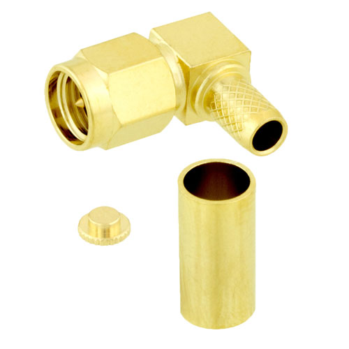 Right Angle SMA Male (Plug) Connector For RG58, RG303, RG141, LMR-195, LMR-195-FR, 0.195 inch Cable, Crimp/Solder Fairview Microwave SC6057