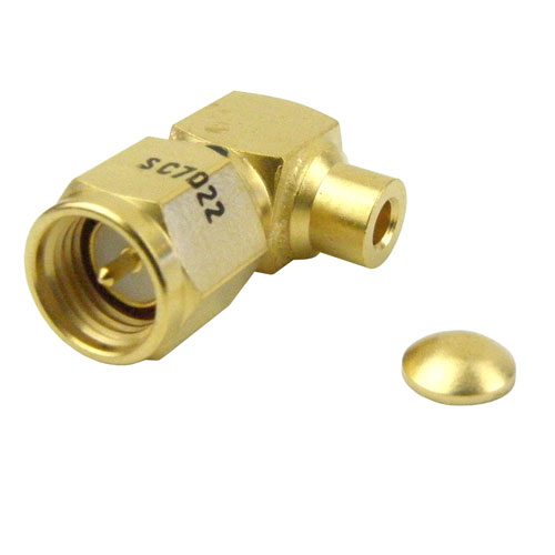 RA SMA Male (Plug) Connector For RG405 Cable, Solder, Passivated Stainless Steel Body, Length 0.68 In Fairview Microwave SC7022