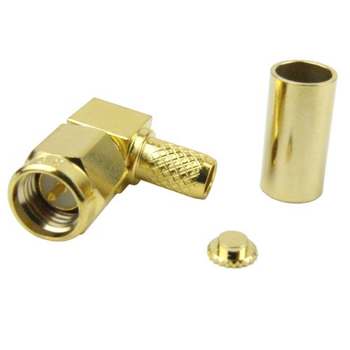 Right Angle SMA Male (Plug) Connector For LMR-200 Cable, Crimp/Solder Fairview Microwave SC7030