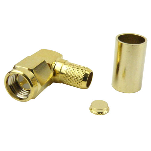 RA SMA Male (Plug) Connector For LMR-240, RG8X Cable, Crimp/Solder, Passivated Stainless Steel Body, Length 0.606 In Fairview Microwave SC7034