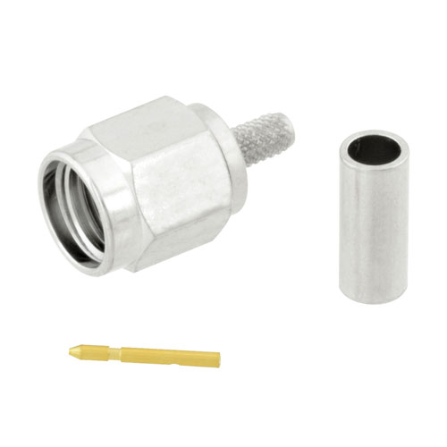 SMA Male (Plug) Connector For RG316, RG174, RG188, LMR-100, LMR-100A, 0.100 inch Cable, Crimp/Solder, Ni Plated Brass Body, Length 0.59 In Fairview Microwave SC7059