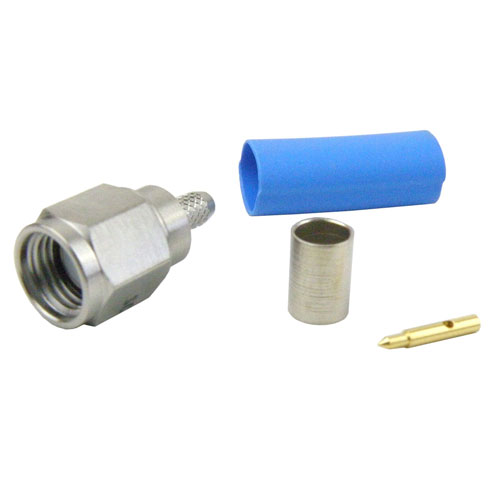 SMA Male (Plug) Connector For RG316DS Cable, Crimp/Solder, Passivated Stainless Steel Body, Length 0.64 In Fairview Microwave SC7065