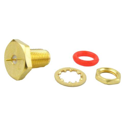 SMA Female (Jack) Bulkhead Connector Pin Terminal, Solder, Gold Plated Stainless Steel Body, Length 0.62 In Fairview Microwave SC7106