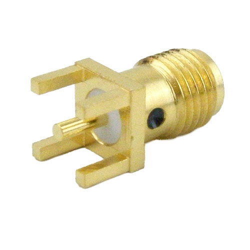 SMA Female (Jack) PCB Connector Thru Hole, Solder, Gold Plated Brass Body, Length 0.53 In Fairview Microwave SC8051