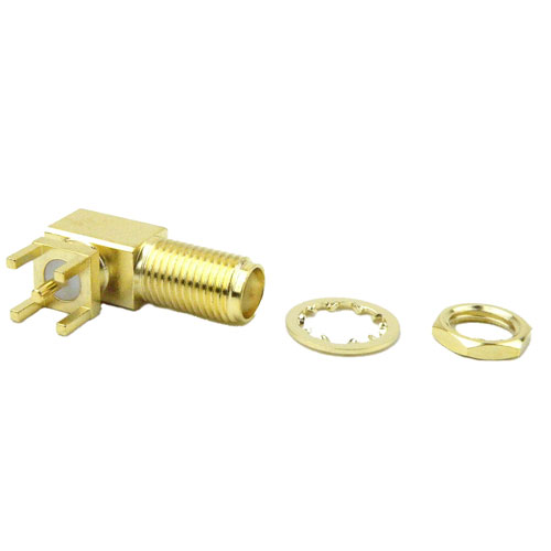 Right Angle SMA Female (Jack) Bulkhead PCB Connector Thru Hole, Solder Fairview Microwave SC8257