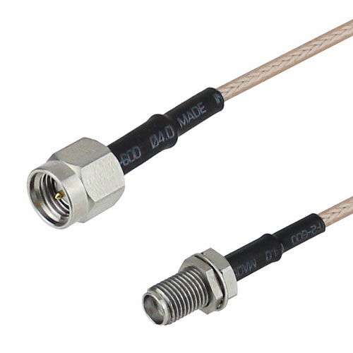 SMA Male (Plug) to SMA Female (Jack) Bulkhead Cable RG-316 Coax Up To 3 GHz, 1.2 VSWR in 6 Inch and RoHS Fairview Microwave SCA42316-06