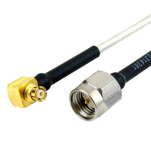 RA SMP Female to SMA Male Cable RG405 Type .086 Coax in 4 Inch and RoHS Fairview Microwave SCA74086-04