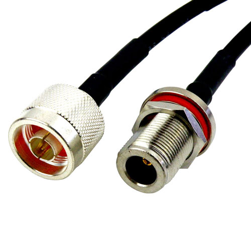 N Female Bulkhead to N Male Cable LMR-240 Coax in 18 Inch Fairview Microwave SCB111531-18