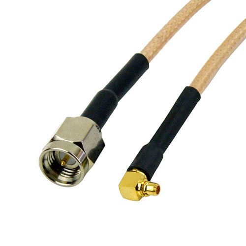 SMA Male to RA MMCX Male Cable RG316-DS Coax in 12 Inch Fairview Microwave SCB13910-12