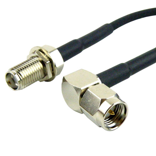 RA SMA Male to SMA Female Bulkhead Cable RG-174 Coax in 18 Inch Fairview Microwave SCB15245-18