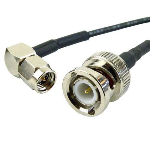 RA SMA Male (Plug) to BNC Male (Plug) Cable RG-174 Coax Up To 4 GHz in 24 Inch Fairview Microwave SCB15252-24