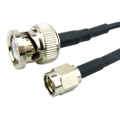 BNC Male to SMA Male Cable RG-174 Coax in 12 Inch Fairview Microwave SCB15367-12