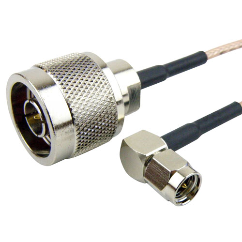 N Male to RA SMA Male Cable RG-316 Coax in 9 Inch Fairview Microwave SCB18165-09