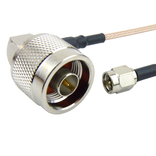 SMA Male to RA N Male Cable RG-316 Coax in 6 Inch Fairview Microwave SCB18822-06