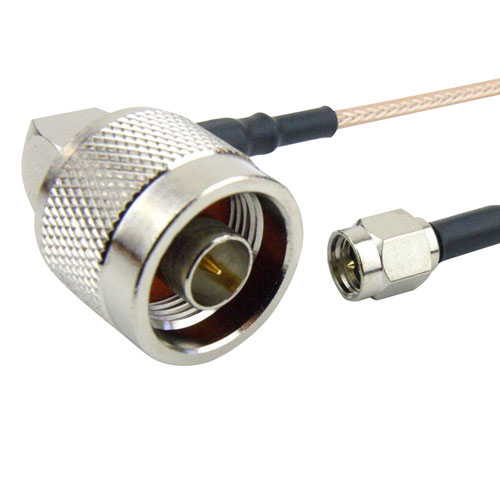 SMA Male to RA N Male Cable RG-316 Coax in 8 Inch Fairview Microwave SCB18822-08