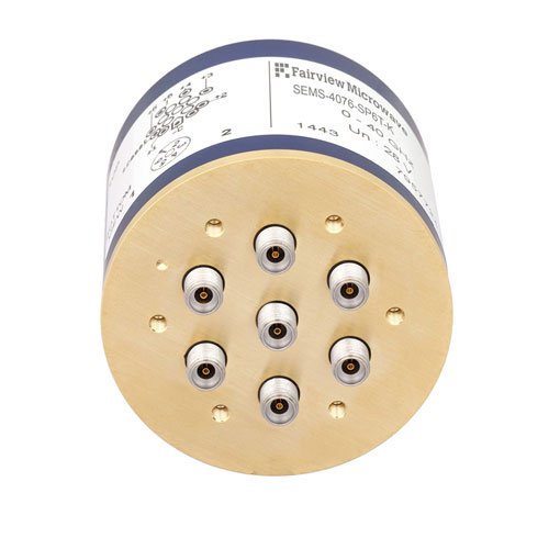 SP6T Latching DC to 40 GHz Electro-Mechanical Relay Switch, Self Cut Off, Reset, Diodes, up to 40W, 28V, 2.92mm Fairview Microwave SEMS-4076-SP6T-K