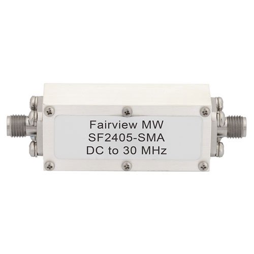 Lowpass Filter Operating From DC to 30 MHz With SMA Female Connectors Fairview Microwave SF2405-SMA