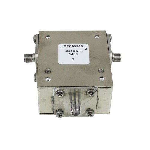 High Power Circulator SMA Female With 18 dB Isolation From 698 MHz to 960 MHz Rated to 1000 Watts Fairview Microwave SFC6996S