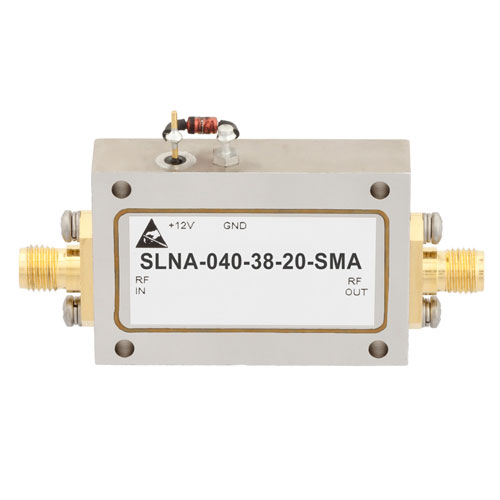 2 dB NF Low Noise Amplifier, Operating From 2 GHz to 4 GHz with 38 dB Gain, 13 dBm Psat and SMA Fairview Microwave SLNA-040-38-20-SMA