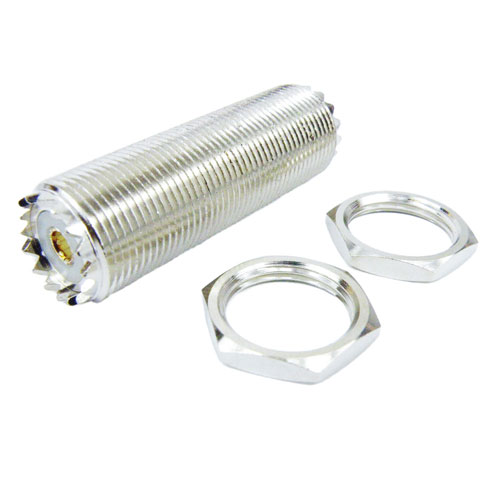 UHF Female (Jack) to UHF Female (Jack) Bulkhead Adapter, Nickel Plated Brass Body Fairview Microwave SM2103