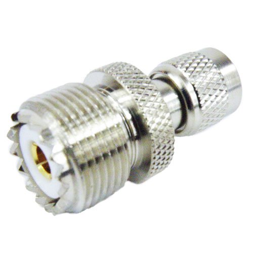 UHF Female (Jack) to Mini UHF Male (Plug) Adapter, Nickel Plated Brass Body Fairview Microwave SM2154