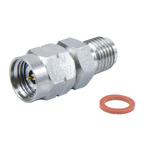 3.5mm Female (Jack) to 2.4mm Male (Plug) Adapter, Passivated Stainless Steel Body, High Temp, 1.2 VSWR Fairview Microwave SM3067