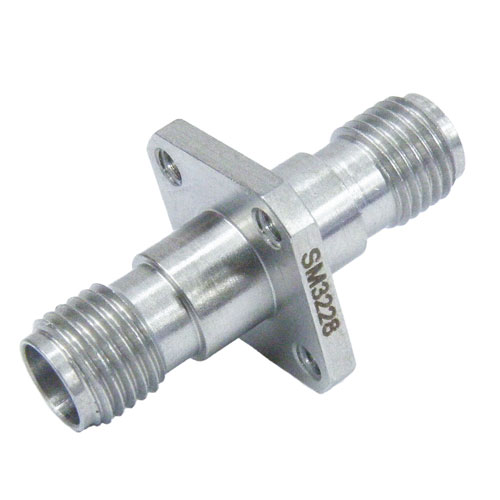 2.92mm Female (Jack) to 2.92mm Female (Jack) 4 Hole Flange Adapter, Passivated Stainless Steel Body, 1.3 VSWR Fairview Microwave SM3228