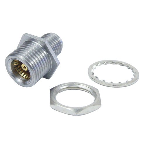 SMA Female (Jack) to BMA Jack Bulkhead Adapter, Passivated Stainless Steel Body, 1.15 VSWR Fairview Microwave SM3296