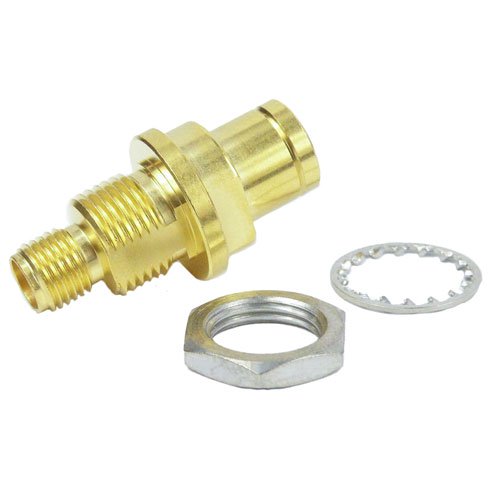 Push-On 3.5mm Male (plug) to 3.5mm Female (Jack) Bulkhead Adapter, Gold Plated Beryllium Body, 1.2 VSWR Fairview Microwave SM3323